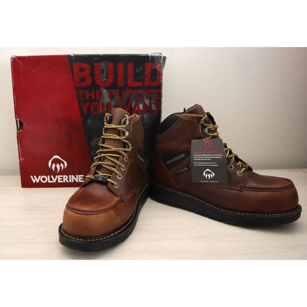 Wolverine W211001 Men Sz 11M Tobacco Brown Hellcat 6" Moc Toe CT Wedge Boot
